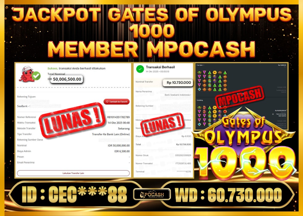 MPOCASH JACKPOT GATES OF OLYMPUS 1000
